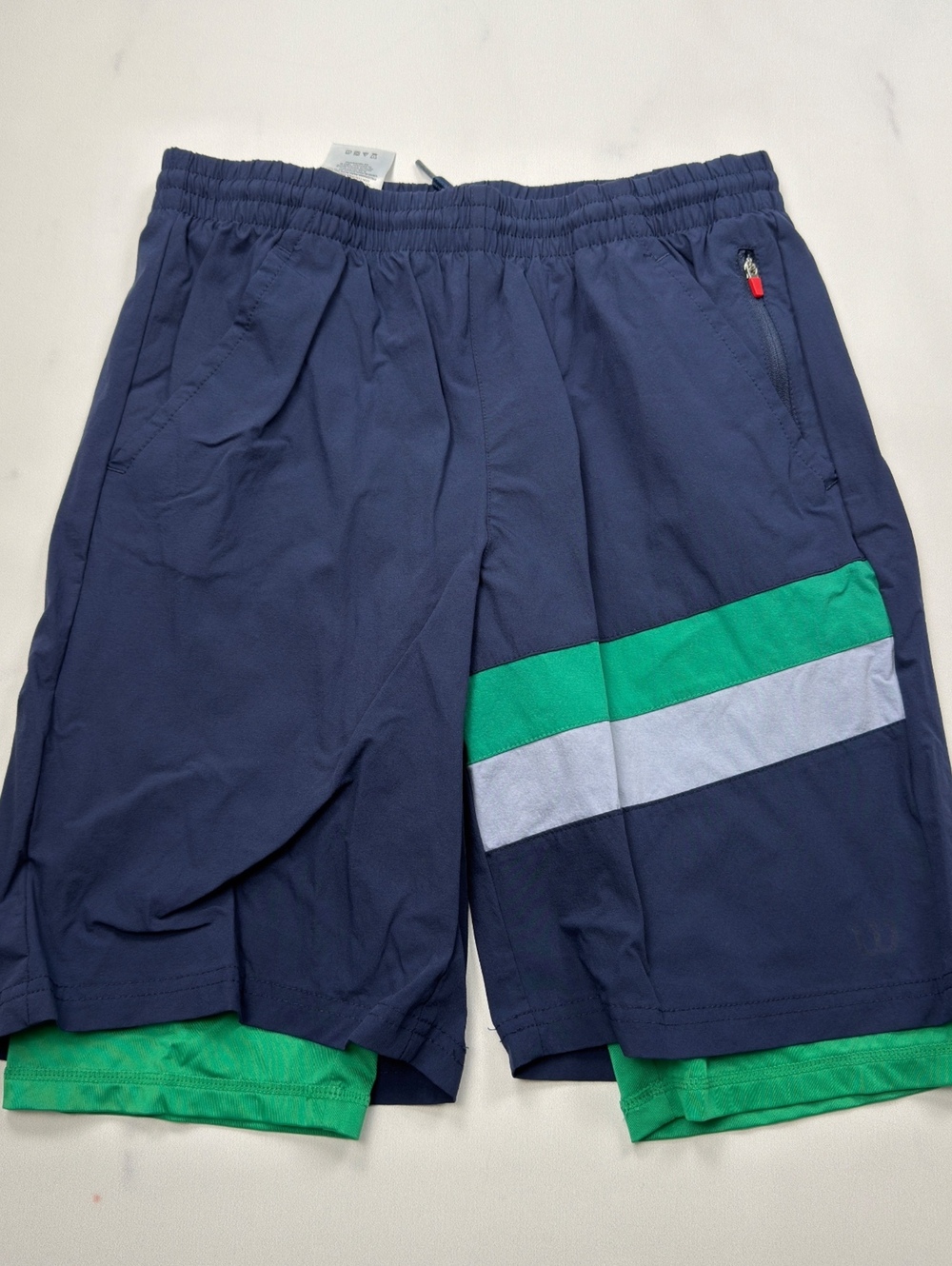 Wilson Athletic Shorts Blue Green Striped - Kids XL